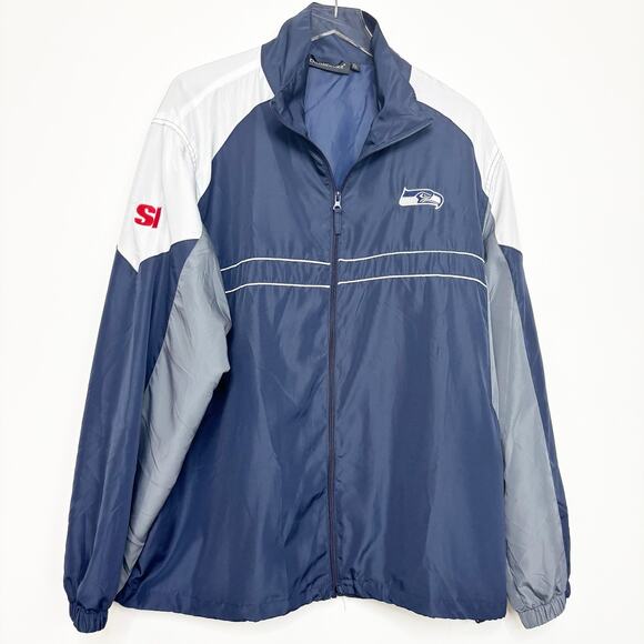 Seattle Seahawks Jacket Mens Large Blue New Dunbrooke Windbreaker Logo NFL XL - Picture 1 of 4